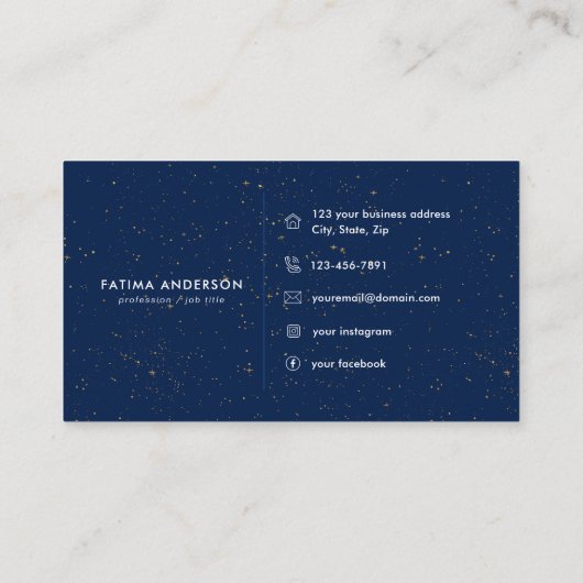 Chique Diamond Blue Agaat Initiaal F Letter Monogr Visitekaartje (Achterkant)