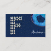 Chique Diamond Blue Agaat Initiaal F Letter Monogr Visitekaartje (Voorkant)