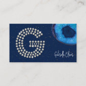 Chique Diamond Blue Agaat Initiaal G Letter Monogr Visitekaartje (Voorkant)