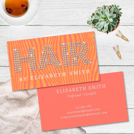 Chique Diamond Gold Koraal Haardressoir Haarstylis Visitekaartje