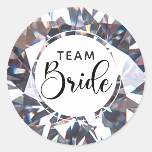 Chique Diamond Script Team Bride Ronde Sticker (Voorkant)