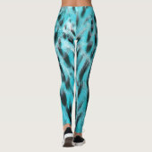 Chique dierenprint in blauw - veren design leggings (Achterkant)