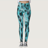 Chique dierenprint in blauw - veren design leggings (Voorkant)