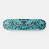 Chique dierenprint in blauw - veren design persoonlijk skateboard (Horizontaal)