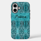 Chique dierenprint in blauw - veren en glitter Case-Mate iPhone case (Achterkant)