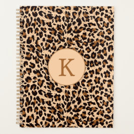 Chique dierlijke print bruin patroon monogram planner