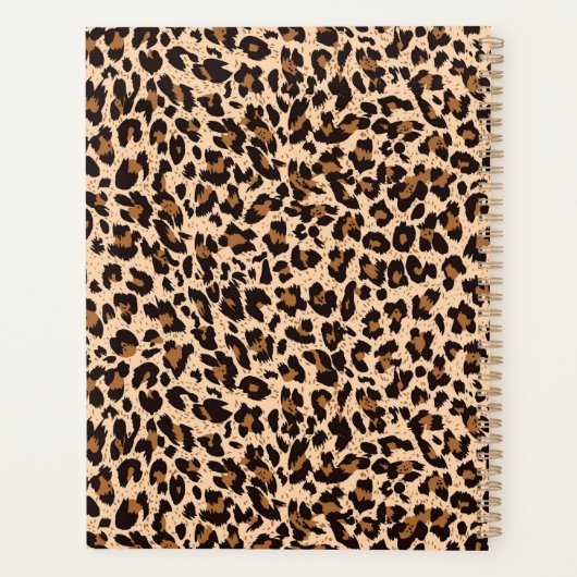 Chique dierlijke print bruin patroon monogram planner (Achterkant)