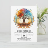 Chique digitale levensboom verjaardag kaart (Staand voorkant)