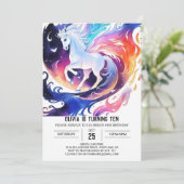 Chique digitale paard verjaardag kaart (Staand voorkant)