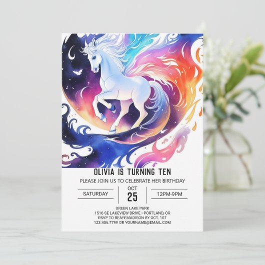 Chique digitale paard verjaardag kaart (Staand voorkant)