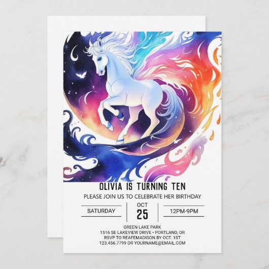 Chique digitale paard verjaardag kaart (Voorkant / Achterkant)