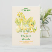 Chique dinosaurus Boy Baby shower groen Kaart (Staand voorkant)