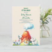 Chique dinosaurus Boy Baby shower groen Kaart (Staand voorkant)