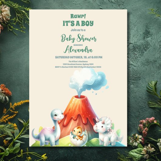 Chique dinosaurus Boy Baby shower groen Kaart