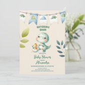 Chique dinosaurus Boy Baby shower groen Kaart (Staand voorkant)