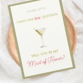 Chique Dirty Martini-Theme Maid of Honor Voorstel Kaart