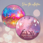 Chique Disco Ball Bruiloft Roze Glitter Save the D Kaart