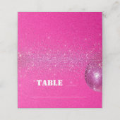 Chique Disco Ball Heet Roze Glitter Trouwtafel Plaatskaartje (Buitenkant ongevouwen)