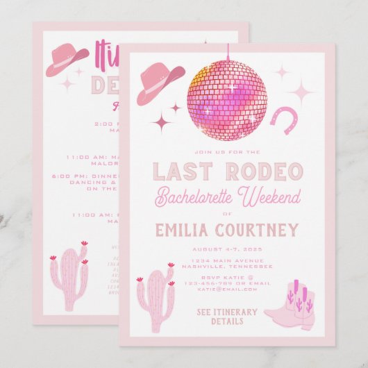 Chique Disco Cowgirl Laatste Rodeo Bachelorette We Kaart (Voorkant / Achterkant)