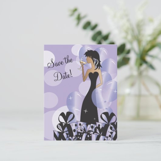 Chique Diva Meisjesfeest | Reserveer de datum |  P Aankondigingskaart (Staand voorkant)