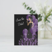 Chique Diva Meisjesfeest | Save the Date | Paars Aankondigingskaart (Staand voorkant)