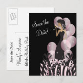 Chique Diva Meisjesfeestje | Save the Date | Roze Aankondigingskaart (Voorkant / Achterkant)