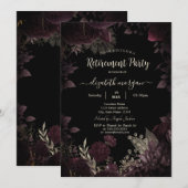 Chique donker bordeaux bloemen Lijst pensioen Kaart (Voorkant / Achterkant)