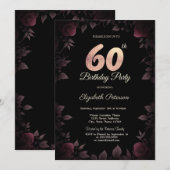 Chique donker bordeaux Rozen zwart 80ste verjaarda Kaart (Voorkant / Achterkant)