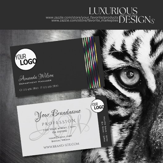 Chique donker en lichtgrijs kleurrijke strepen toe visitekaartje