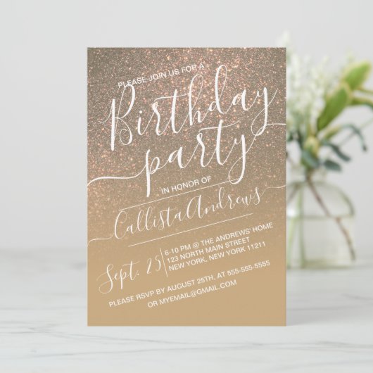 Chique donker goud sparkly glitter ombre verjaarda kaart (Staand voorkant)