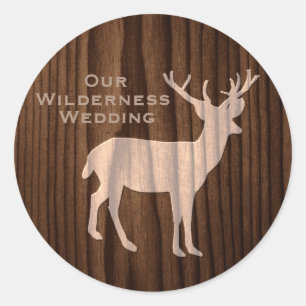 Chique donker hout herten wild leven bruiloft Stic Ronde Sticker