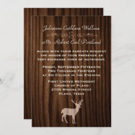 Chique donker hout herten wild leven bruiloft uitn kaart