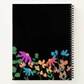 Chique donker kleurrijk bloemmotief gepersonalisee notitieboek (Achterkant)
