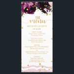 Chique Donker Paarse Bloemen Goud Confetti Bruilof Menu<br><div class="desc">Donker Paarse Bloemen Goud Confetti Waterverf Bloemen Trouwmenu's. Met  veren & bloemen en leuke moderne Brush Font. Check mijn winkel om de hele bruidssuite te zien voor dit ontwerp!</div>