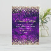 Chique donker paarse gouden glitter Kerst nieuwjaa (Staand voorkant)