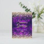 Chique donker paarse gouden glitter Kerst nieuwjaa Briefkaart (Staand voorkant)