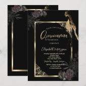 Chique Donker Rozen Goud Lijst Zwart Quinceañera Kaart (Voorkant / Achterkant)