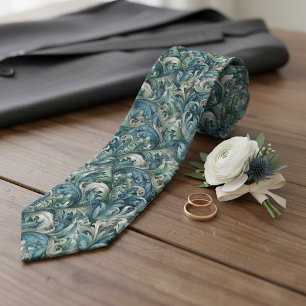 Chique donker teal blauw groene grijze paisley kun stropdas
