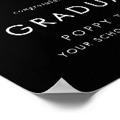 Chique donker zwart Afstudeerder Pet Gefeliciteerd Poster (Hoek)