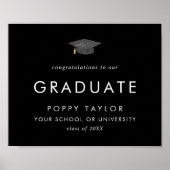 Chique donker zwart Afstudeerder Pet Gefeliciteerd Poster (Voorkant)