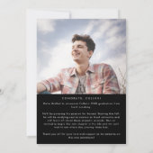 Chique Donker Zwart Bericht en Foto Afstuderen Aankondiging (Achterkant)