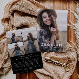 Chique Donker Zwart Bericht Fotocollage Afstuderen Aankondiging