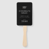 Chique Donker Zwart Congrats Afstudeerder Pet Foto Handwaaier (Voorkant)