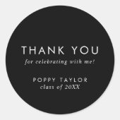 Chique donker zwart dank u Afstuderen gunst Sticke Ronde Sticker (Voorkant)