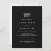 Chique donker zwart Graduation Cap Afstudeerder Pa Kaart (Voorkant)