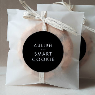 Chique Donker Zwart One Smart Cookie Afstuderen Fa Ronde Sticker