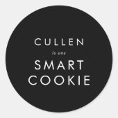 Chique Donker Zwart One Smart Cookie Afstuderen Fa Ronde Sticker (Voorkant)