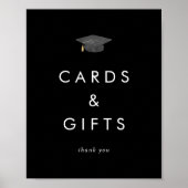 Chique Donker Zwart Pet Afstuderen Kaarten en gesc Poster (Voorkant)