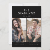 Chique donker zwart Pet foto dubbel afstudeerfeest Kaart (Achterkant)