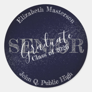 Chique donkerblauwe afstuderen afgestudeerde einde ronde sticker
